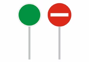 Piquet mobile K10 avec face verte de passage autorisé et face rouge sens interdit – signalisation routière code de la route CER.