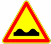 Panneau de danger AK2 du Code de la route signalant un dos-d’âne ou ralentisseur, révision CER.
