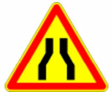 Panneau de danger AK3 signalant un rétrécissement de la chaussée des deux côtés, Code de la route et révision CER.