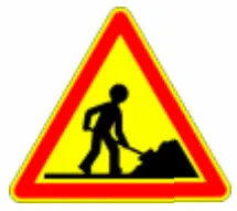 Panneau de signalisation AK5 indiquant des travaux sur la chaussée – code de la route CER.