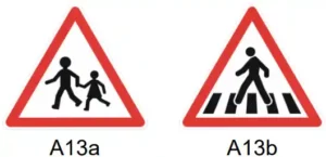 Panneaux A13a et A13b du code de la route : passage d’enfants et passage pour piétons