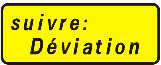 Panneau KD79 de signalisation temporaire indiquant la fin d’une déviation – code de la route CER.